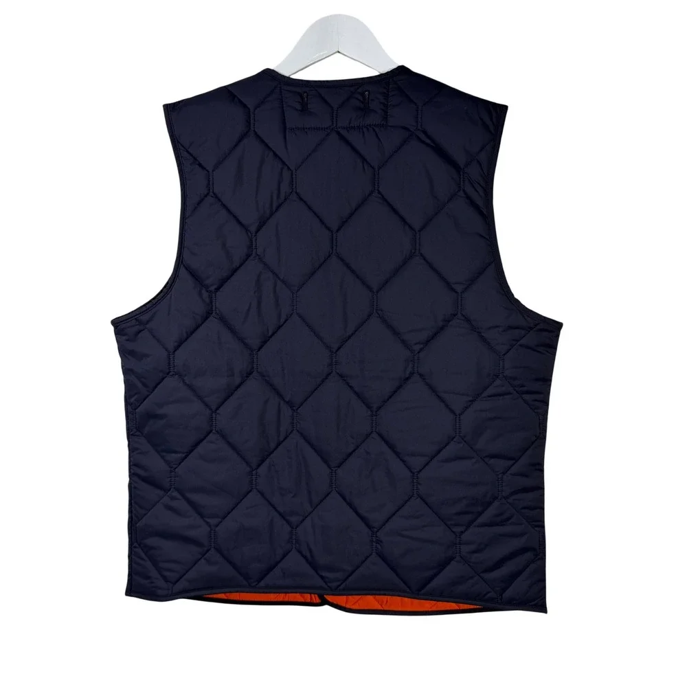 Jack Spade New York Mens Quilted Vest Navy Blue Orange Lining Medium Hexagon